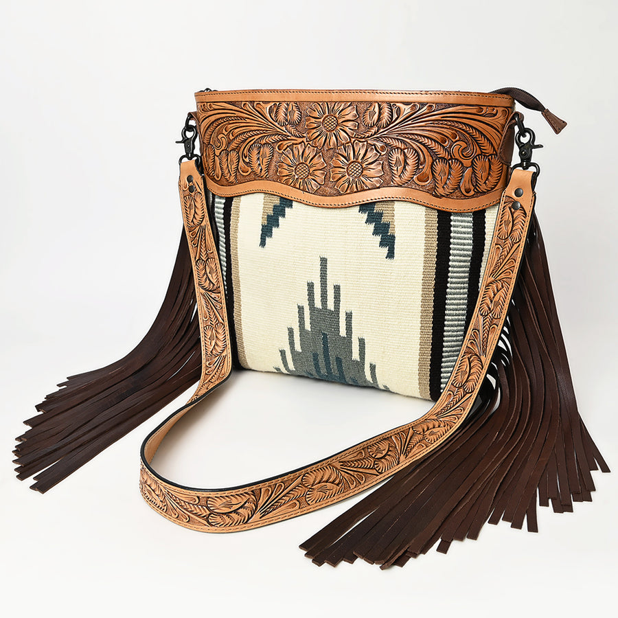 American Darling Signature Crossbody Hand Tooled Saddle Blanket Genuine Leather women bag western handbag purse - Uhorse