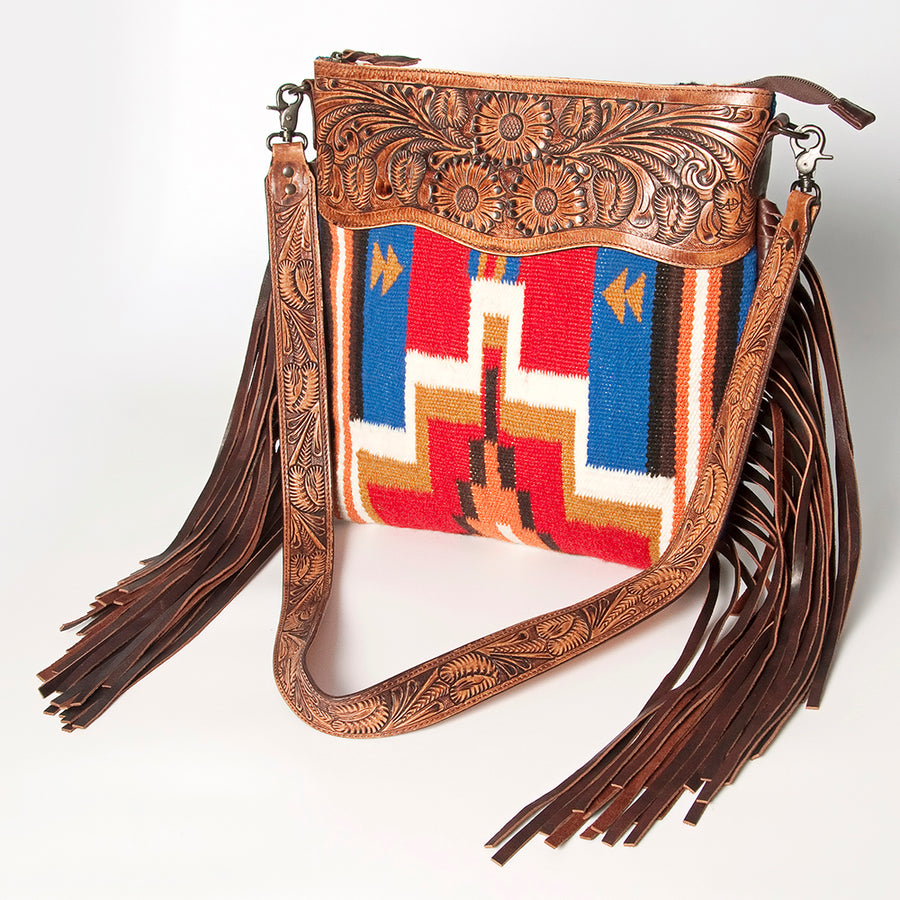 American Darling Signature Crossbody Hand Tooled Saddle Blanket Genuine Leather women bag western handbag purse - Uhorse