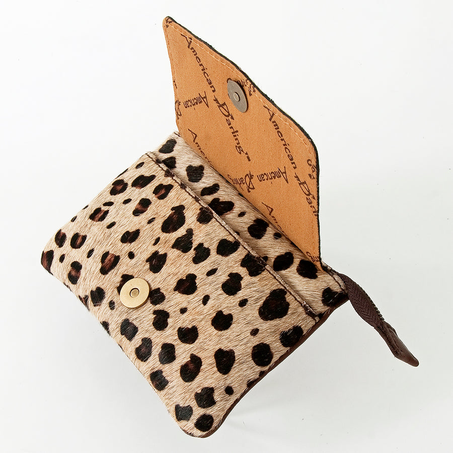 American Darling Coin Purse Hair-On Hand Tooled Genuine Leather Women Bag Western Handbag