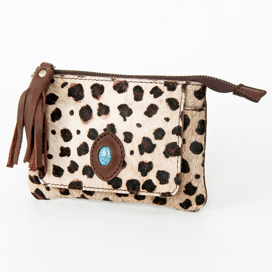 American Darling Coin Purse Hair-On Hand Tooled Genuine Leather Women by Hilason – Cowboy and equestrian accessories