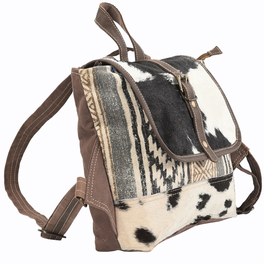 OHLAY Backpack Upcycled Canvas Hair-On Genuine Leather Women Bag Western Handbag Purse Womens Handbags Belt for Purses Summer