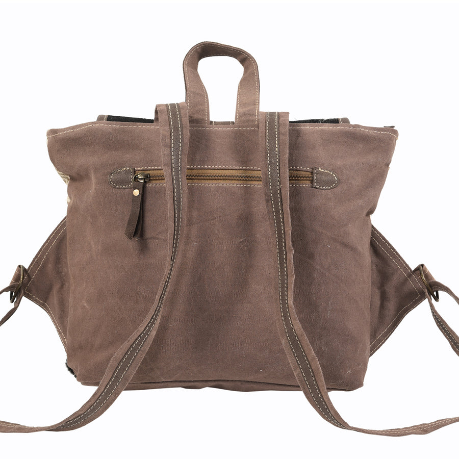 OHLAY Backpack Upcycled Canvas Hair-On Genuine Leather Women Bag Western Handbag Purse Womens Handbags Belt for Purses Summer