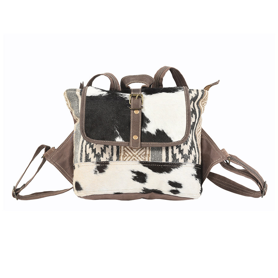 OHLAY KB102 Backpack Upcycled Canvas Hair-On Genuine Leather women bag by Hilason – Cowboy and equestrian accessories