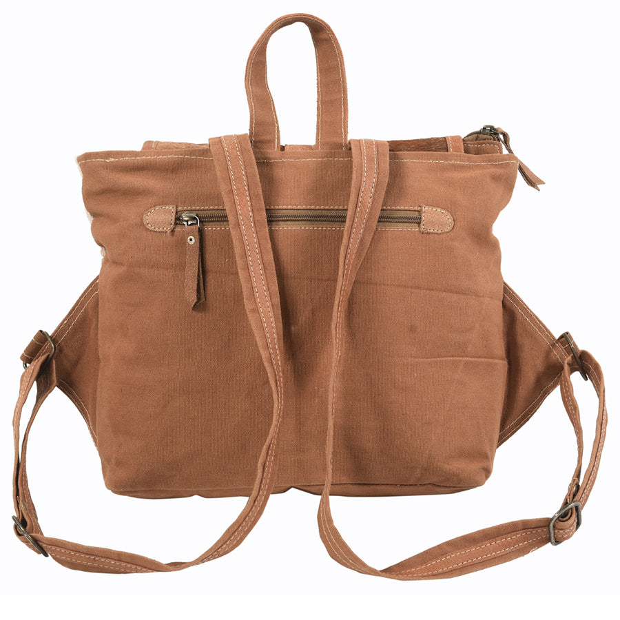 OHLAY Backpack Upcycled Canvas Hair-On Genuine Leather Women Bag Western Handbag Purse Womens Handbags Belt for Purses Summer