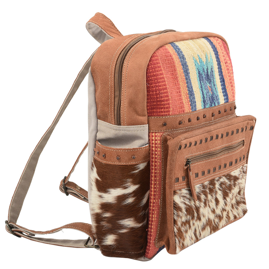 OHLAY Backpack Upcycled Canvas Hair-On Genuine Leather Women Bag Western Handbag Purse Womens Handbags Belt for Purses Summer