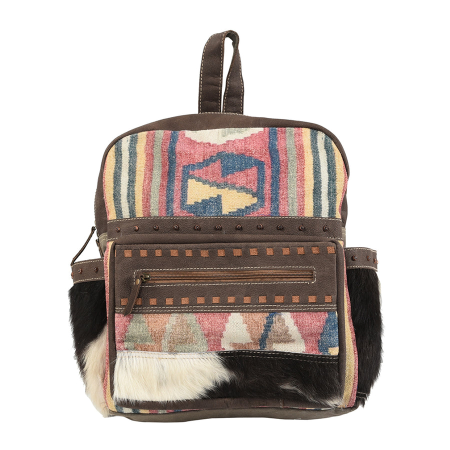 OHLAY KB105 Backpack Upcycled Canvas Hair-On Genuine Leather women bag by Hilason – Cowboy and equestrian accessories
