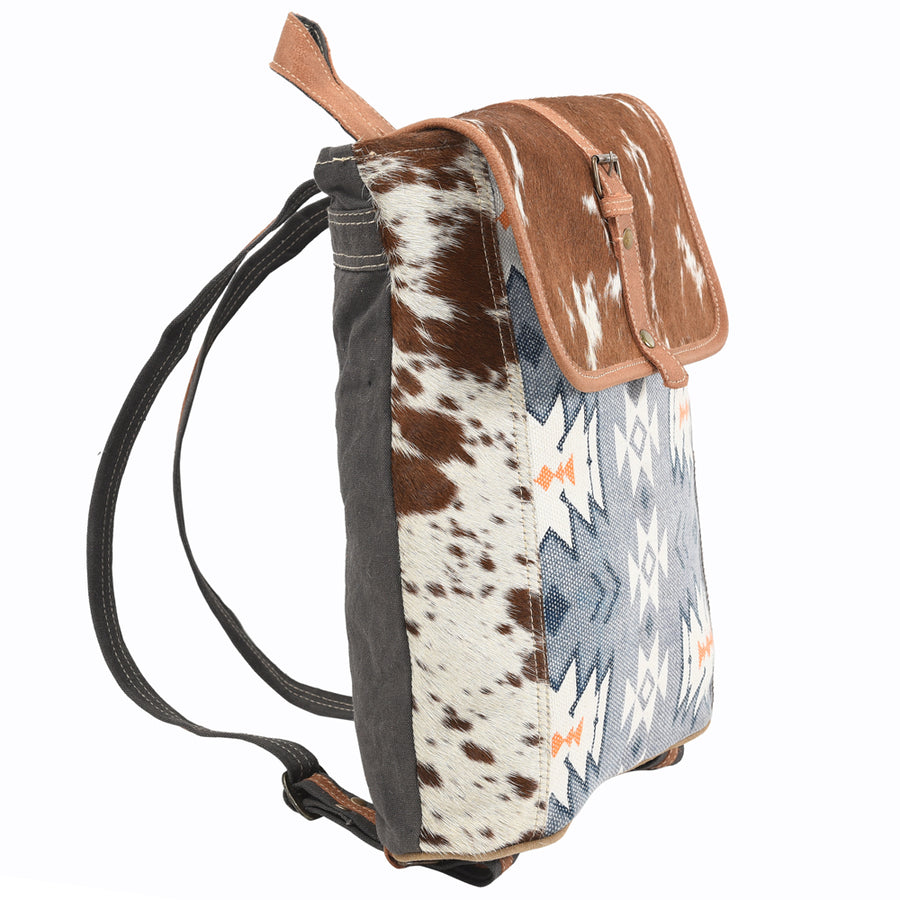 OHLAY Backpack Upcycled Canvas Hair-On Genuine Leather Women Bag Western Handbag Purse Womens Handbags Belt for Purses Summer