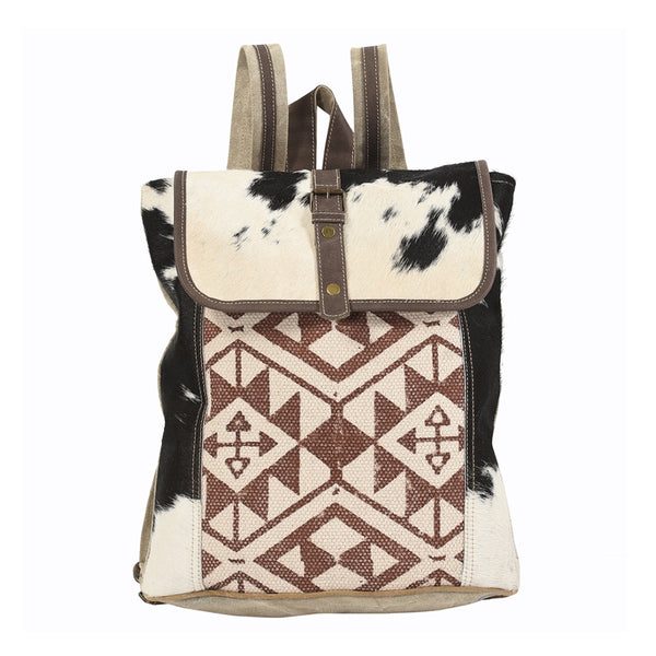 OHLAY KB107 Backpack Upcycled Canvas Hair-On Genuine Leather women bag by Hilason – Cowboy and equestrian accessories