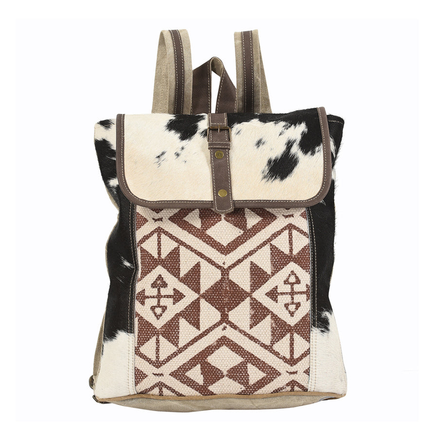OHLAY KB107 Backpack Upcycled Canvas Hair-On Genuine Leather women bag by Hilason – Cowboy and equestrian accessories
