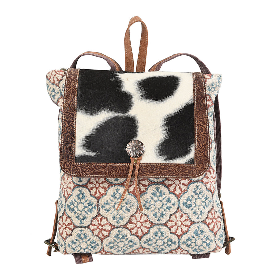 OHLAY KB111 Backpack Hand Tooled Upcycled Canvas Hair-On Genuine by Hilason – Cowboy and equestrian accessories