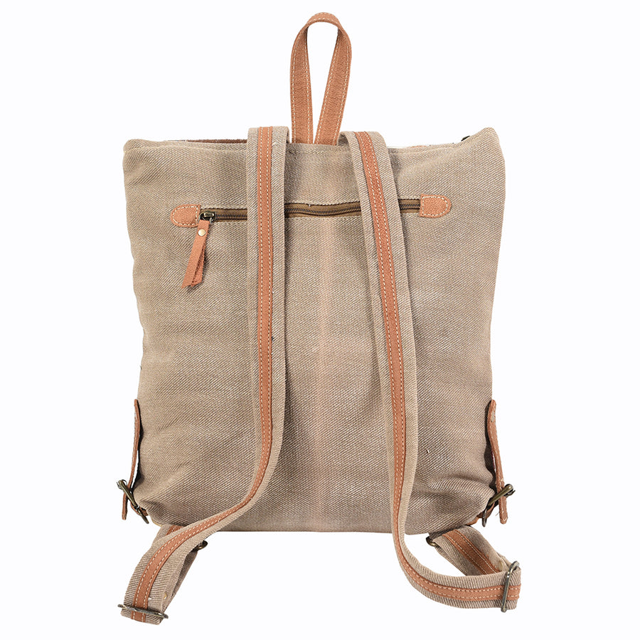 OHLAY Backpack Hand Tooled Upcycled Canvas Hair-On Genuine Leather Women Bag Western Handbag Purse Womens Handbags