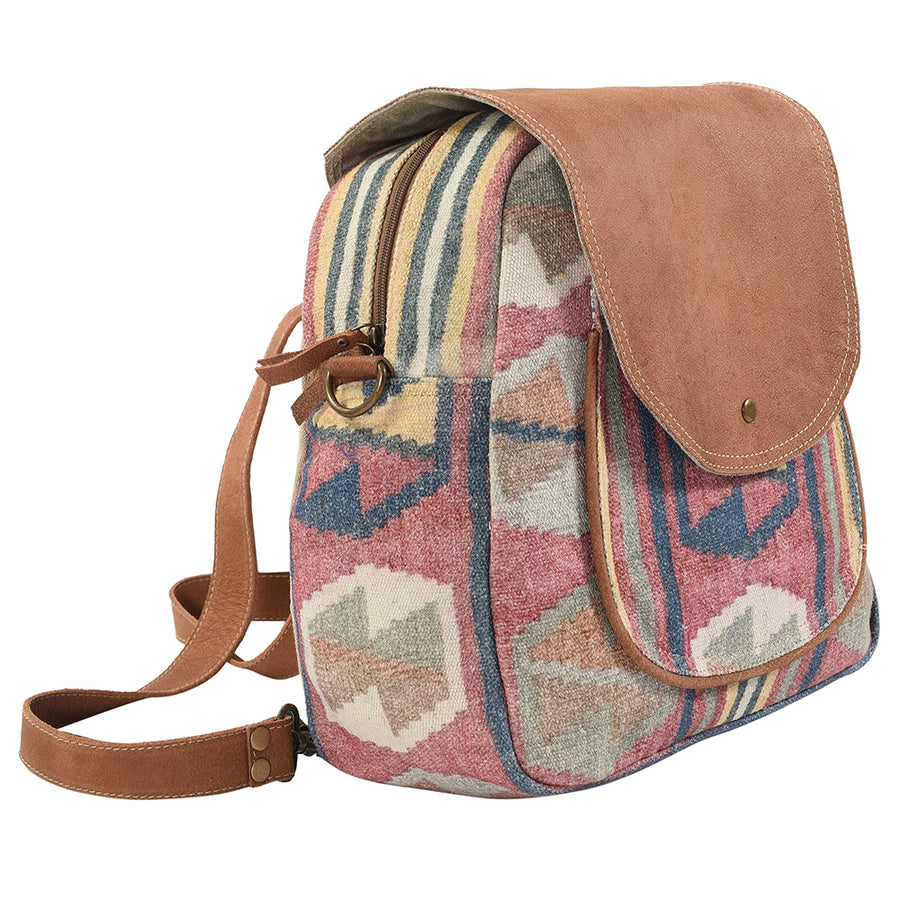 OHLAY Backpack Hand Tooled Upcycled Canvas Hair-On Genuine Leather Women Bag Western Handbag Purse Womens Handbags