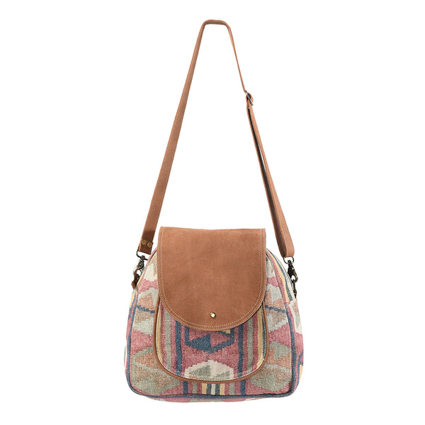 OHLAY KB113 Backpack Upcycled Canvas Genuine Leather women bag western by Hilason – Cowboy and equestrian accessories