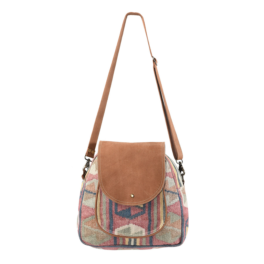 OHLAY KB113 Backpack Upcycled Canvas Genuine Leather women bag western by Hilason – Cowboy and equestrian accessories