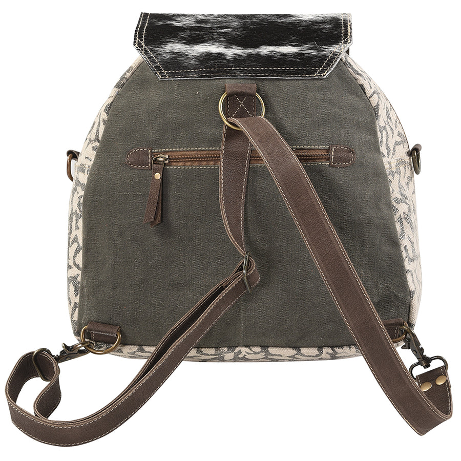 Ohlay Bags KB114 Backpack Upcycled Canvas Hair-On Genuine Leather Women Bag Western Handbag Purse