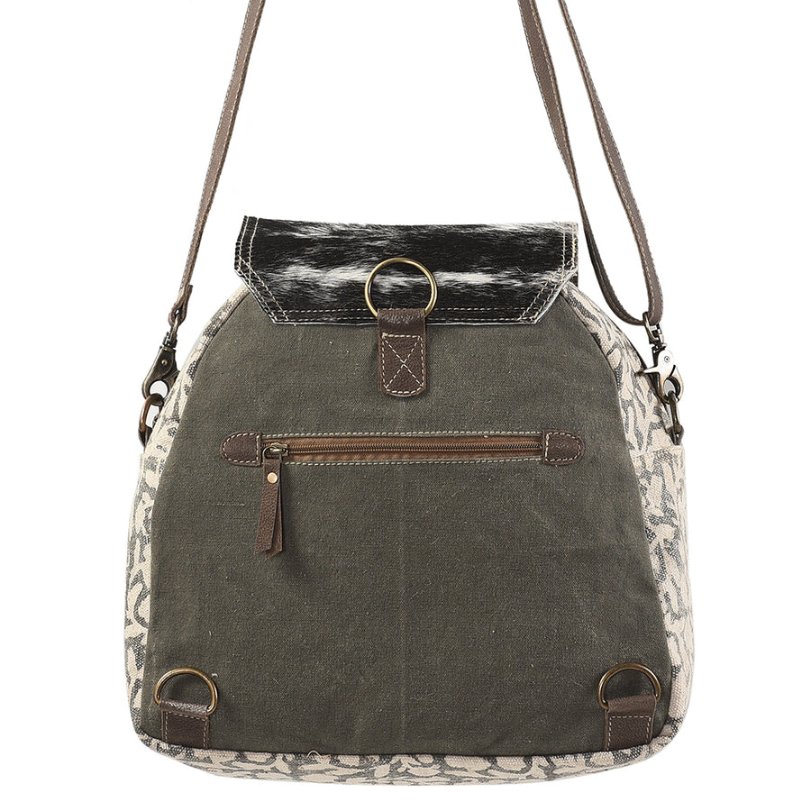 Ohlay Bags KB114 Backpack Upcycled Canvas Hair-On Genuine Leather Women Bag Western Handbag Purse