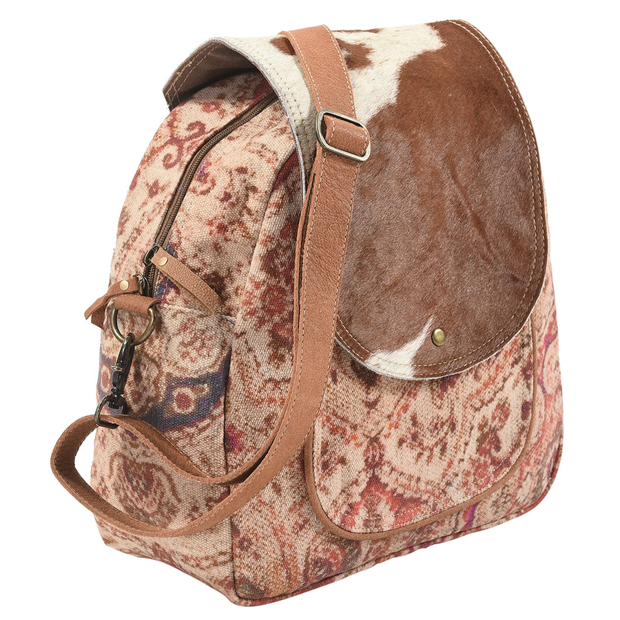 Ohlay Bags KB115 Backpack Upcycled Canvas Hair-On Genuine Leather by Hilason – Cowboy and equestrian accessories