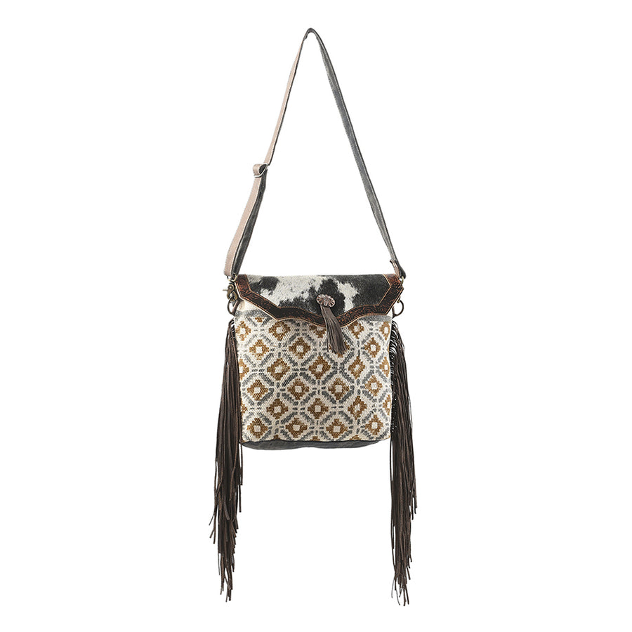 OHLAY KB117 Cross Body Upcycled Wool Upcycled Canvas Embossed Hair-On by Hilason – Cowboy and equestrian accessories