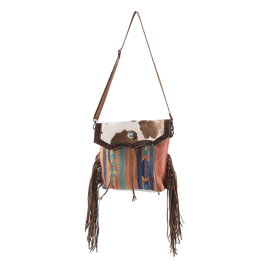 OHLAY KB119 Cross Body Upcycled Wool Upcycled Canvas Embossed Hair-On by Hilason – Cowboy and equestrian accessories