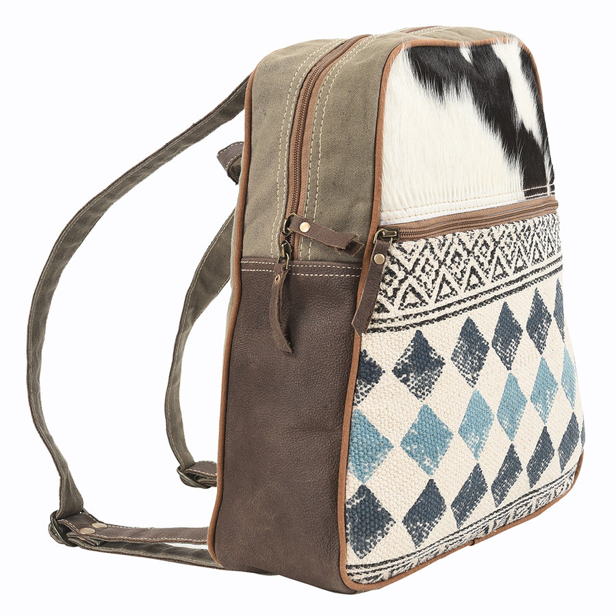 OHLAY Backpack Upcycled Canvas Hair-On Genuine Leather Women Bag Western Handbag Purse Womens Handbags Belt for Purses Summer