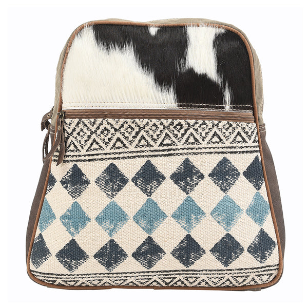 OHLAY KB123 Backpack Upcycled Canvas Hair-On Genuine Leather women bag by Hilason – Cowboy and equestrian accessories
