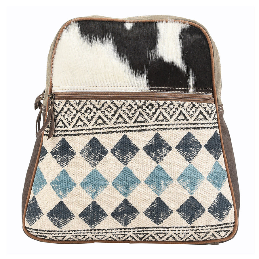 OHLAY KB123 Backpack Upcycled Canvas Hair-On Genuine Leather women bag by Hilason – Cowboy and equestrian accessories