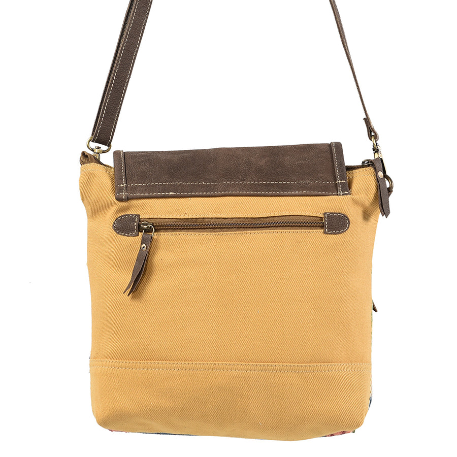 OHLAY Cross Body Upcycled Wool Canvas Embossed Hair-On Genuine Leather Women Bag Western Handbag Purse Womens Handbags