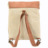 OHLAY KB132 Backpack Upcycled Canvas Genuine Leather women bag western handbag purse
