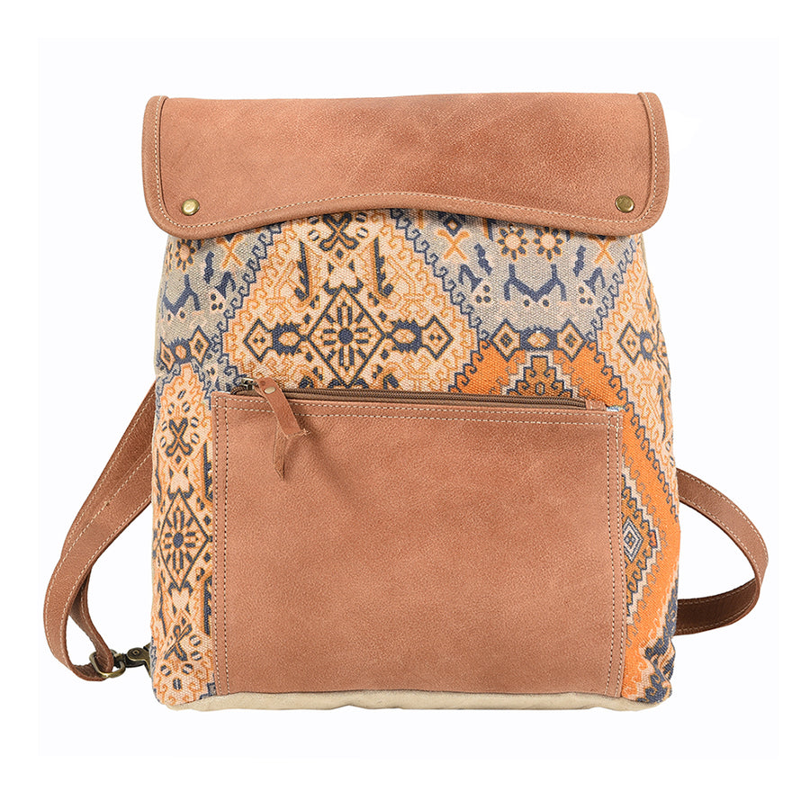OHLAY KB132 Backpack Upcycled Canvas Genuine Leather women bag western by Hilason – Cowboy and equestrian accessories