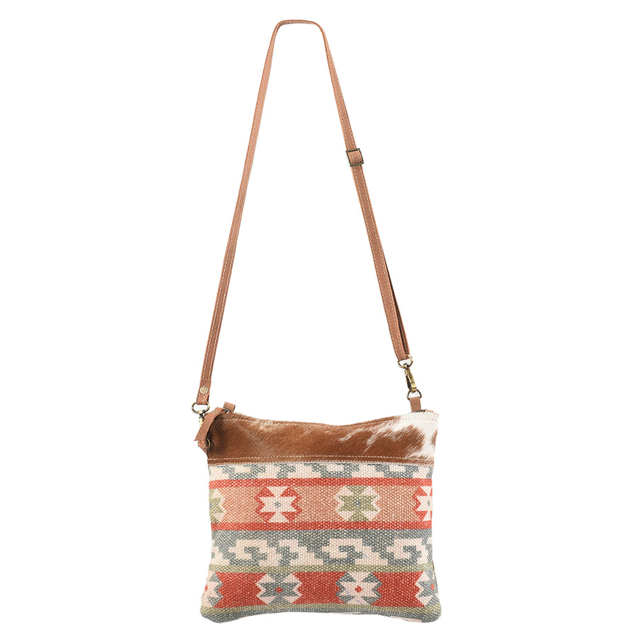 OHLAY Cross Body Upcycled Canvas Hair-On Genuine Leather Women Bag Western Handbag | Womens Handbags Belt for Summer