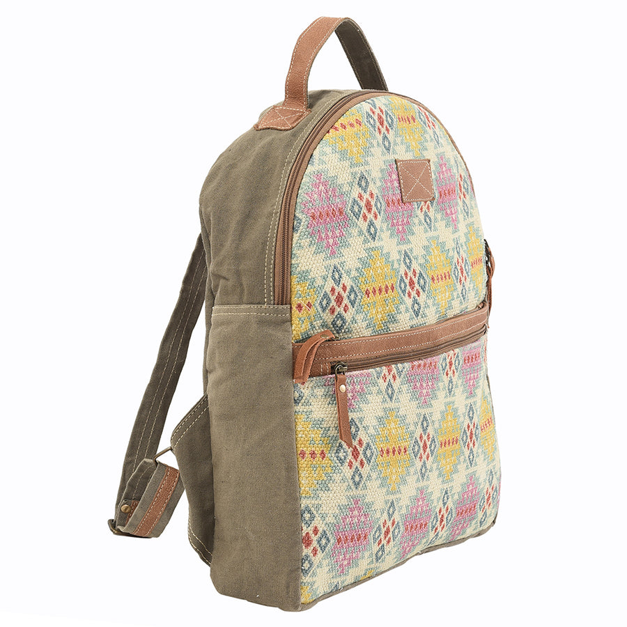 OHLAY Backpack Upcycled Canvas Genuine Leather women's bag Western handbag purse | Womens Handbags Belt for Women Summer