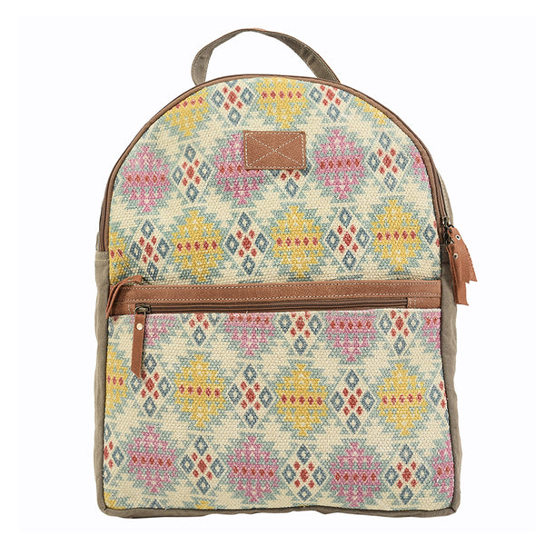 OHLAY KB140 Backpack Upcycled Canvas Genuine Leather women bag western by Hilason – Cowboy and equestrian accessories