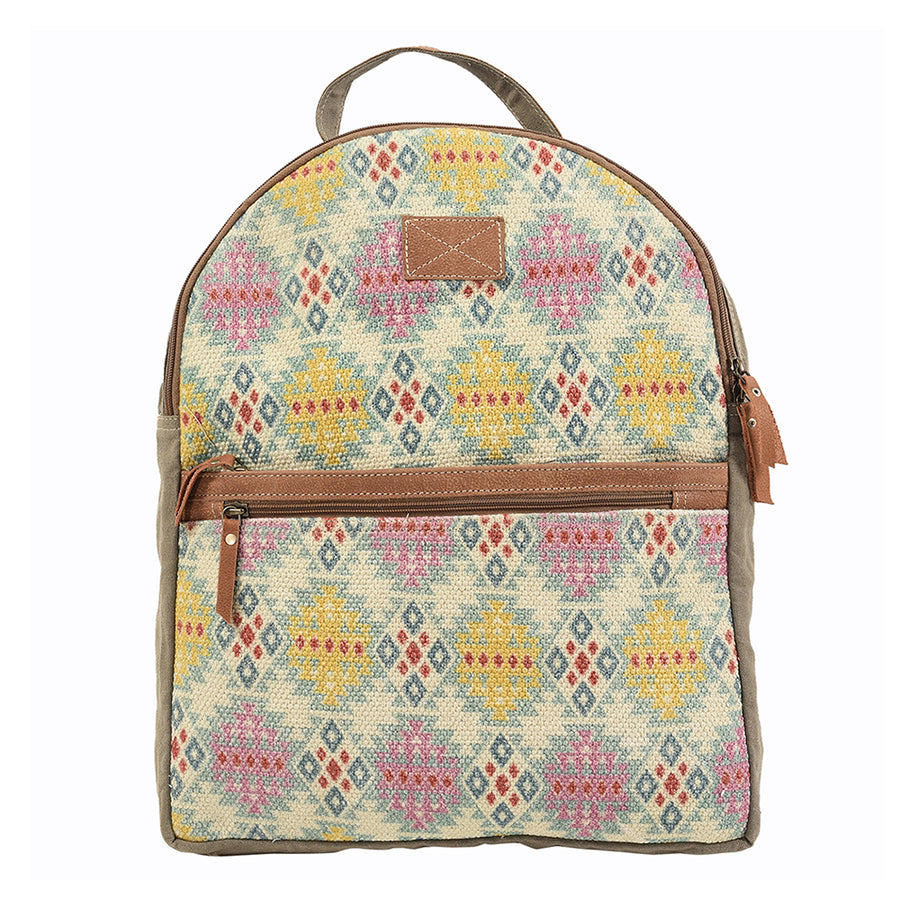 OHLAY KB140 Backpack Upcycled Canvas Genuine Leather women bag western by Hilason – Cowboy and equestrian accessories