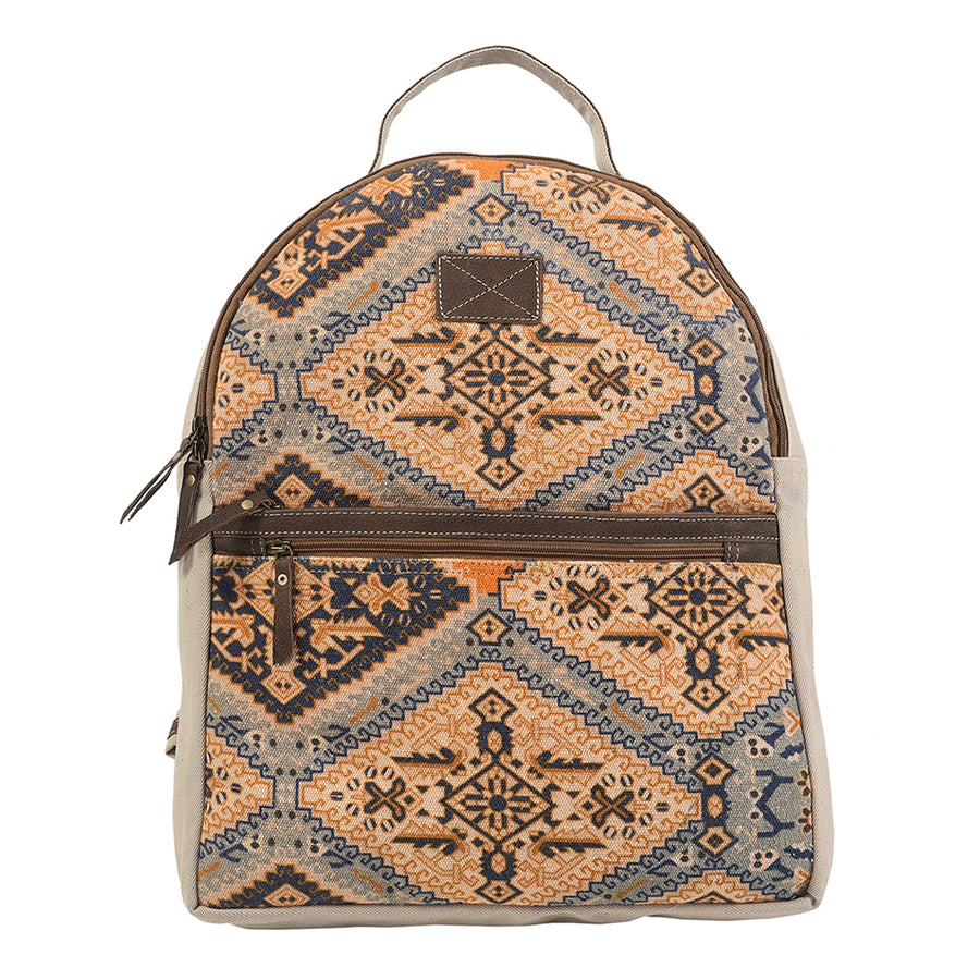 OHLAY KB141 Backpack Upcycled Canvas Genuine Leather women bag western by Hilason – Cowboy and equestrian accessories