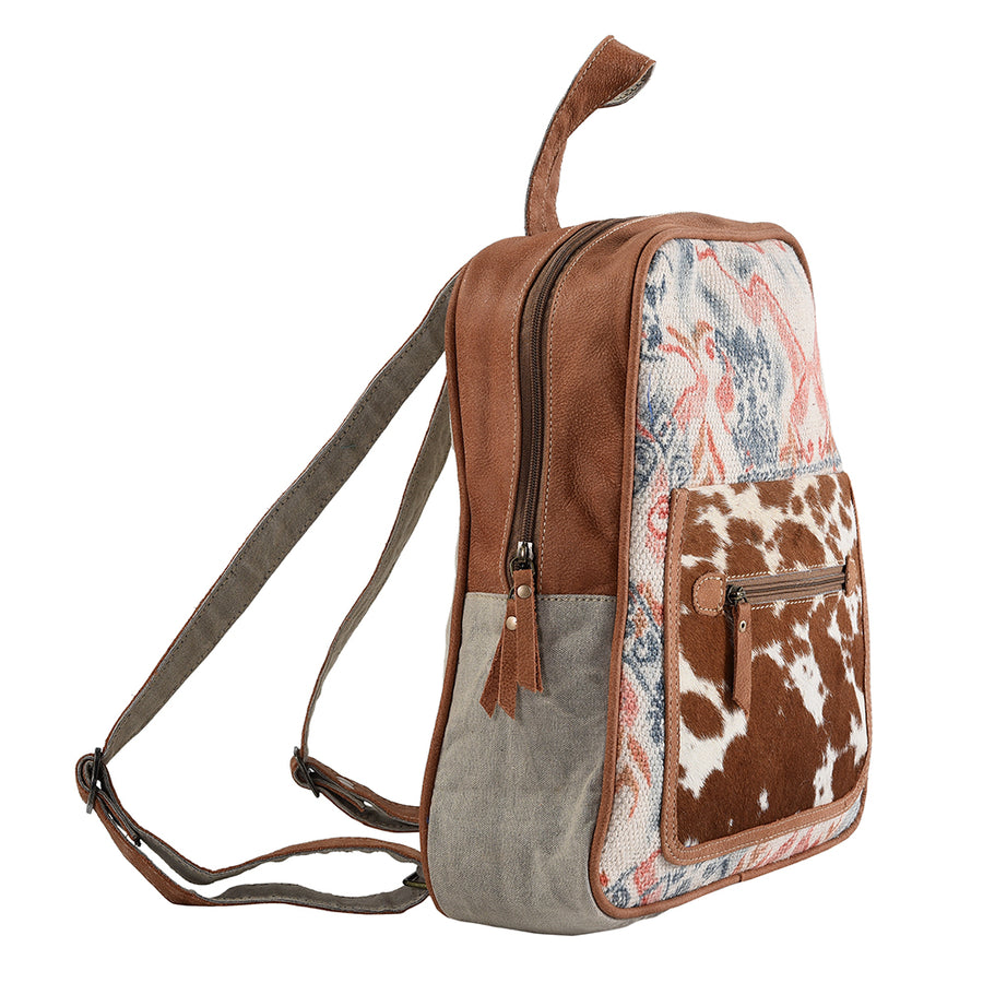 OHLAY KB142 Backpack Upcycled Canvas Hair-On Genuine Leather women bag by Hilason – Cowboy and equestrian accessories