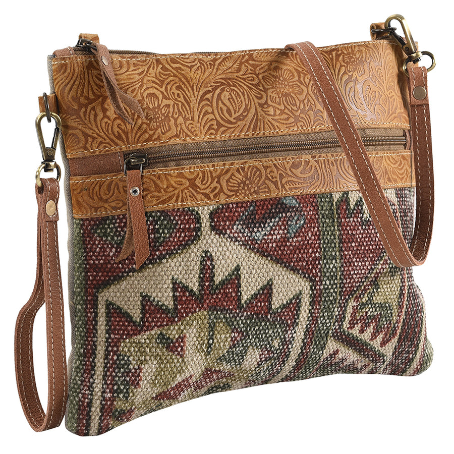 OHLAY Messenger Upcycled Canvas Genuine Leather women bag western handbag purse