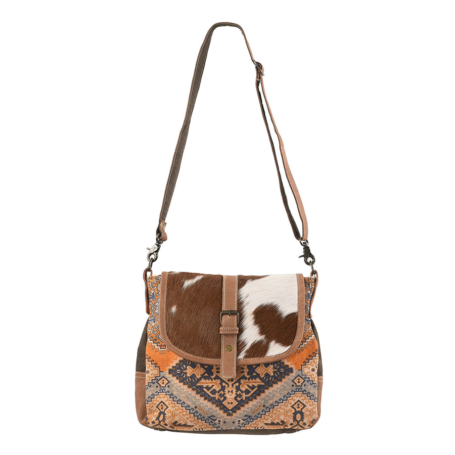 OHLAY Messenger Upcycled Canvas Genuine Leather women bag western handbag purse - Uhorse