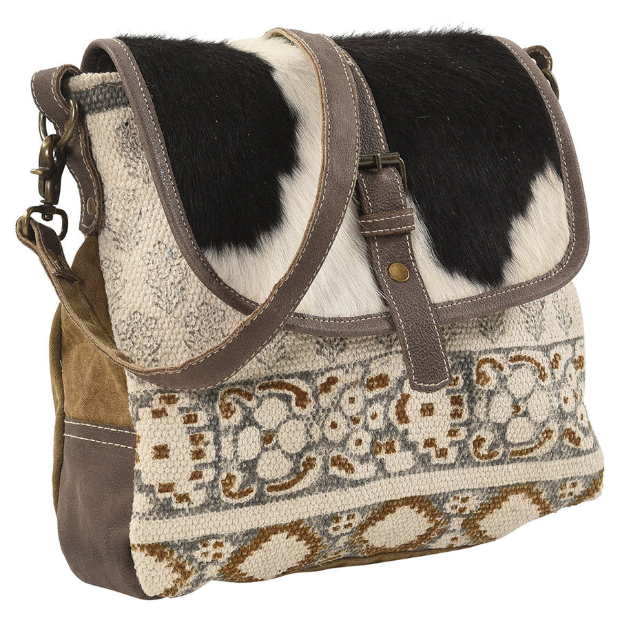 OHLAY Messenger Upcycled Canvas Genuine Leather women bag western handbag purse