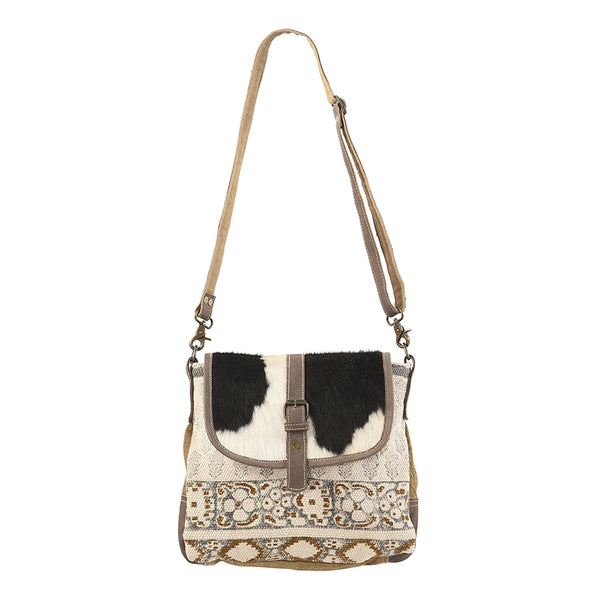 OHLAY Messenger Upcycled Canvas Genuine Leather women bag western handbag purse - Uhorse