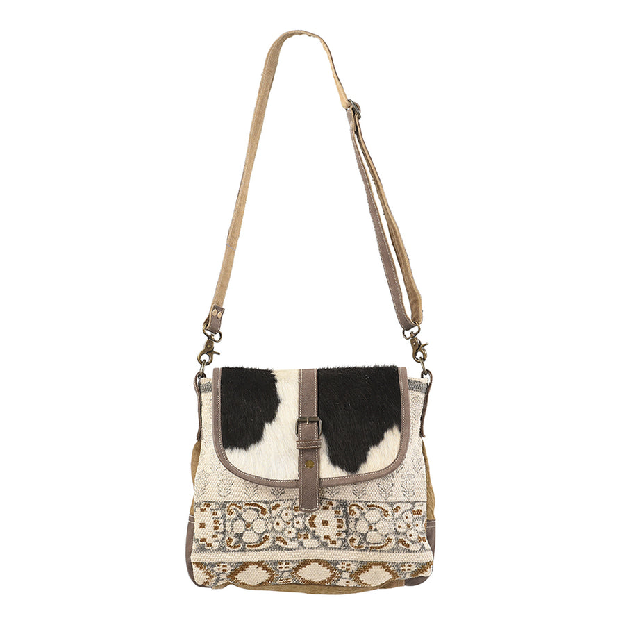 OHLAY Messenger Upcycled Canvas Genuine Leather women bag western handbag purse - Uhorse
