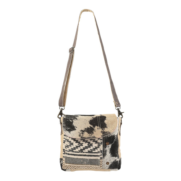 OHLAY Large Crossbody Upcycled Wool Canvas Hair-on Genuine Leather women bag western handbag purse - Uhorse