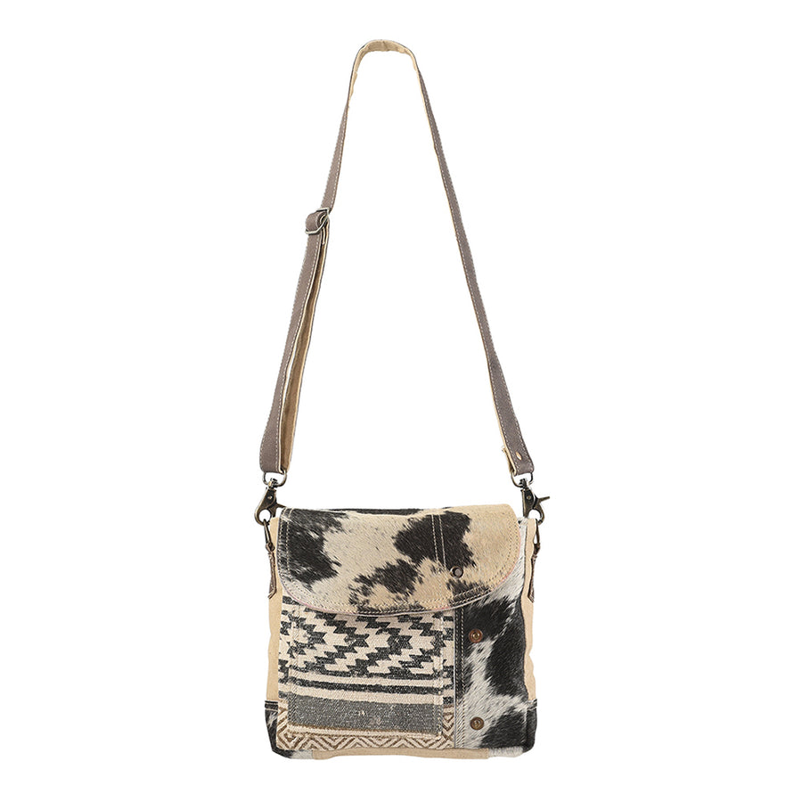 OHLAY Large Crossbody Upcycled Wool Canvas Hair-on Genuine Leather women bag western handbag purse - Uhorse