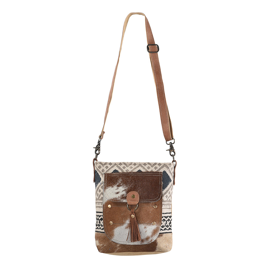 OHLAY Large Crossbody Upcycled Wool Canvas Hair-on Genuine Leather women bag western handbag purse - Uhorse