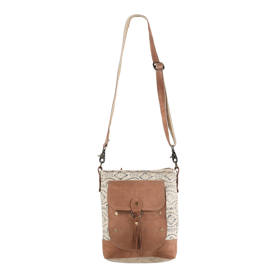 OHLAY Large Crossbody Upcycled Canvas Genuine Leather women bag western handbag purse - Uhorse