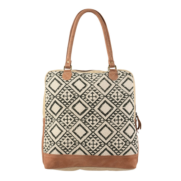 OHLAY KB155 TOTE Upcycled Wool Canvas Genuine Leather women bag by Hilason – Cowboy and equestrian accessories