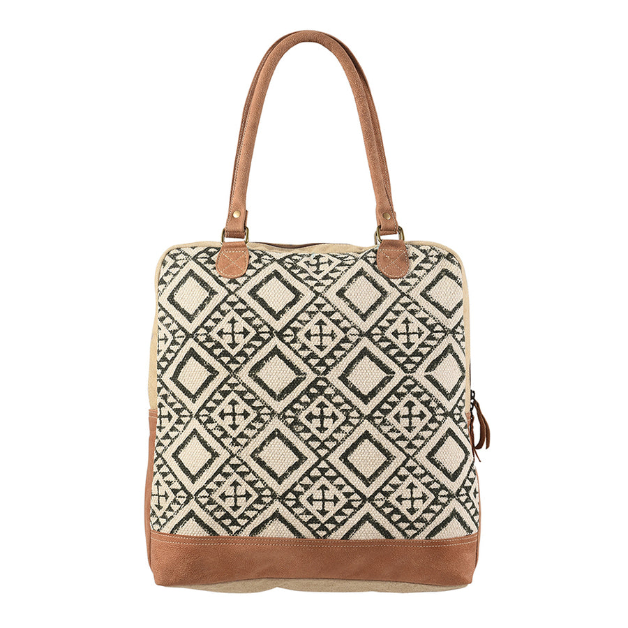 OHLAY KB155 TOTE Upcycled Wool Canvas Genuine Leather women bag by Hilason – Cowboy and equestrian accessories