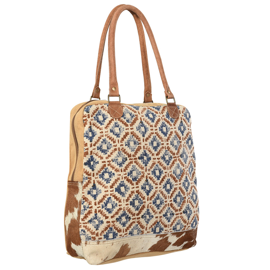 OHLAY KB156 TOTE Upcycled Wool Canvas Hair-on Genuine Leather women bag western handbag purse