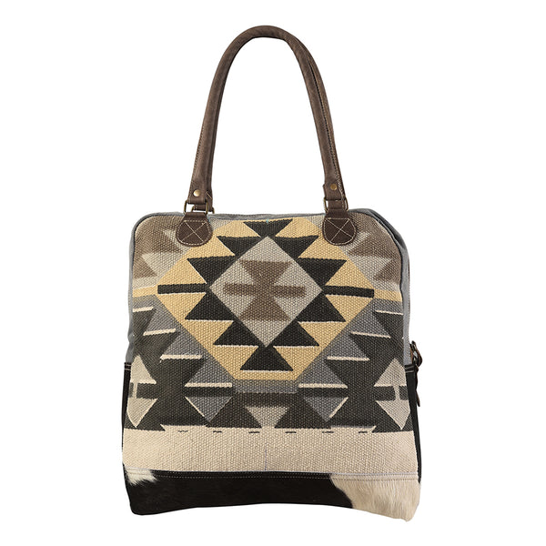 OHLAY KB157 TOTE Upcycled Wool Canvas Hair-on Genuine Leather women by Hilason – Cowboy and equestrian accessories