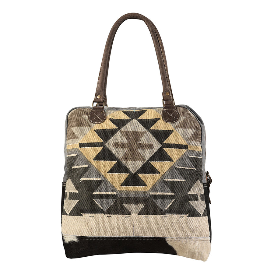 OHLAY KB157 TOTE Upcycled Wool Canvas Hair-on Genuine Leather women by Hilason – Cowboy and equestrian accessories