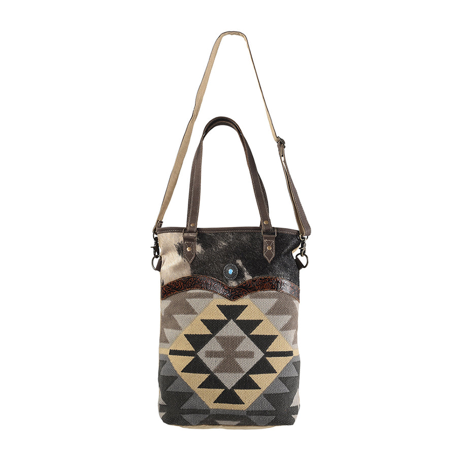 OHLAY KB161 TOTE Hand Tooled Upcycled Wool Canvas Hair-on Genuine by Hilason – Cowboy and equestrian accessories